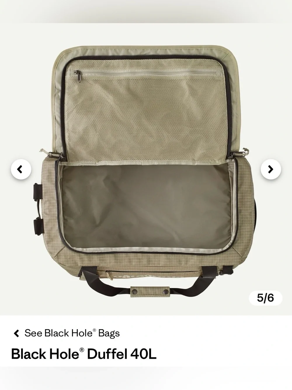 Patagonia Black Hole Duffel Bag 40L Backpack Travel Carry On Weathered Stone NWT